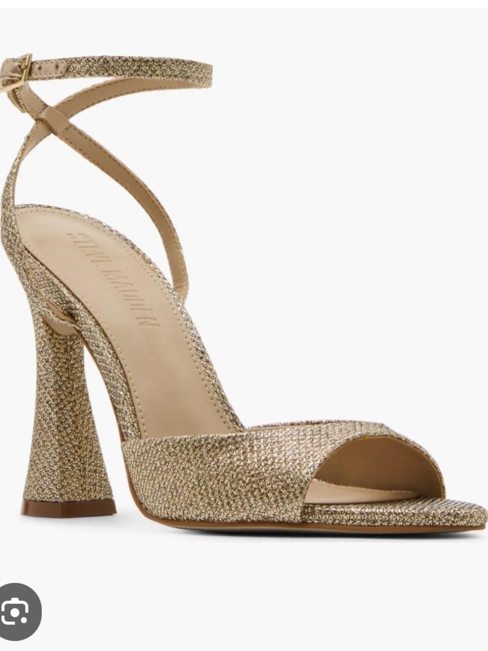 Steve Madden Women’s Beki Gold Glitter Ankle-Strap Sandals Sz 9.5 NWB